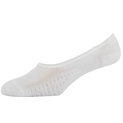 Peds Women's Zoned Cushion Mid Cut No Show Socks, 6-Pairs, White, Shoe Size: 5-10