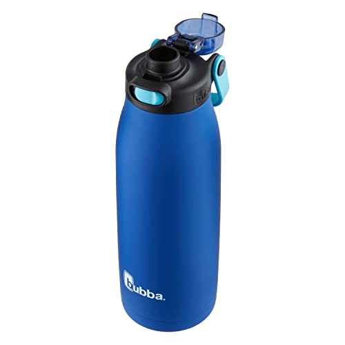 Bubba Radiant Vacuum-Insulated Stainless Steel Water Bottle with Leak-Proof Lid, Rubberized Water Bottle with Chug Cap, Keeps Drinks Cold up to 12 Hours, 32oz Cobalt