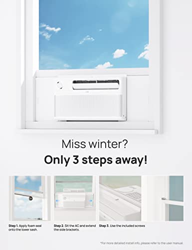 Dreo Window Air Conditioner, 8000 BTU U-Shaped Inverter AC Unit, Cools Up to 350 sq ft, 42db Ultra Quiet, Easy Installation with Open Window Flexibility, 35% Energy Savings, Remote Control