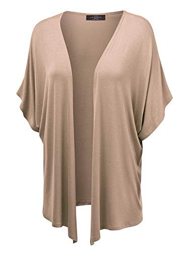 MBJ WSK1310 Women's Kimono Style Short Sleeve Dolman Cardigan XXXL Taupe