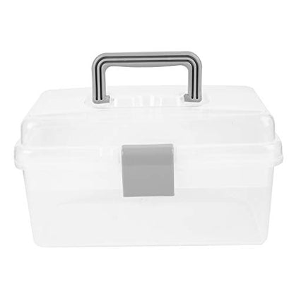 Tosnail 10-Inch 2 Layers Clear Plastic Craft Organizer Box Storage Container for Sewing, Painting, Arts