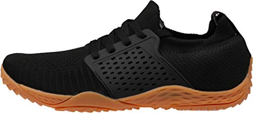 WHITIN Men's Trail Running Shoes Minimalist Barefoot Wide Width Toe Box Size 11 Cross Training Gym Workout Zero Drop Sneakers Black Gum 44