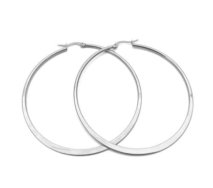 Amazon Essentials Stainless Steel Flattened Hoop Earrings (70mm)