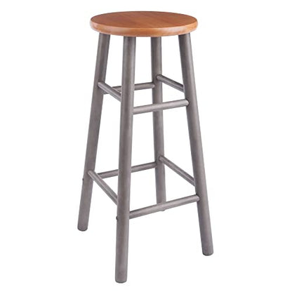 Winsome Wood Huxton 2-Pc Bar Stool Set, Gray and Teak