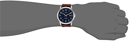 Timex Men's Easy Reader 38mm Watch – Silver-Tone Case Blue Dial with Brown Croco Leather Strap