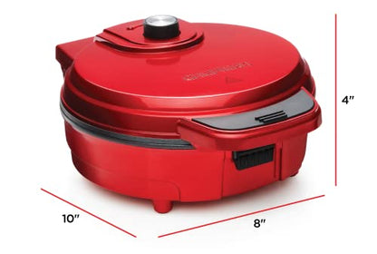 Chefman Anti-Overflow Belgian Waffle Maker w/Shade Selector, Temperature Control Mess Free Moat, Round Iron w/Nonstick Plates & Cool Touch Handle, Measuring Cup Included, Red