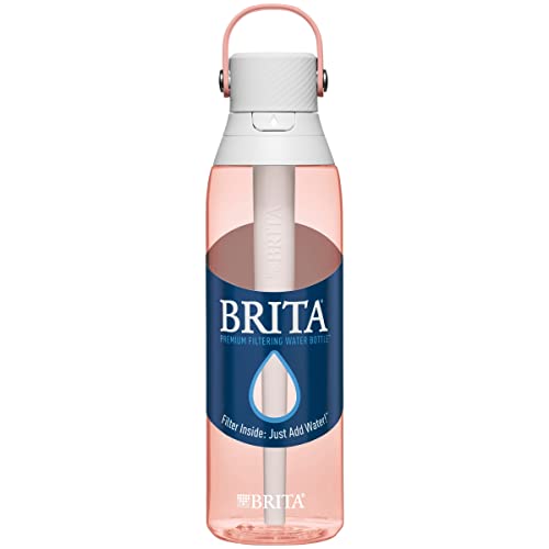 Brita Premium Filtered Water Bottle with Straw, Reusable, BPA Free Plastic, Blush, 26 Ounce,1 count