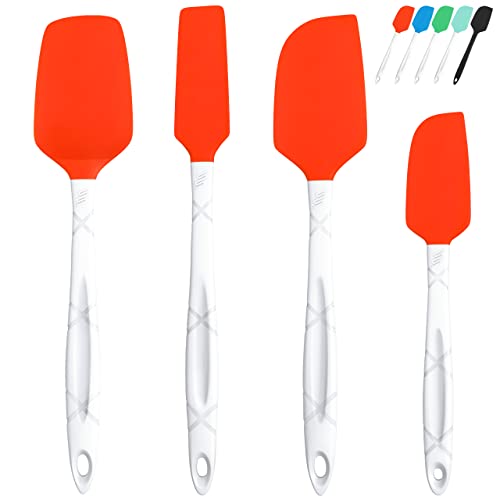 M KITCHEN Silicone Spatula Set - Heat Resistant & BPA Free - 4 Piece Nonstick Rubber Spatulas, Spoonula, Jar Scraper for Cooking, Baking, Mixing, Frosting - Dishwasher Safe Kitchen Utensils