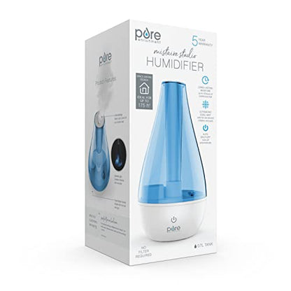 Pure Enrichment MistAire Studio Ultrasonic Cool Mist Humidifier - Compact Overnight Operation for Small Rooms, 2 Mist Settings, Optional Night Light, & Auto Shut-Off - For Offices, Nurseries, & Plants