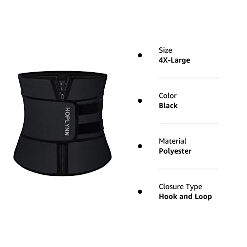 HOPLYNN Neoprene Sweat Waist Trainer Corset Trimmer Shaper Belt for Women, Workout Plus Size Waist Cincher Stomach Wraps Bands Black Small