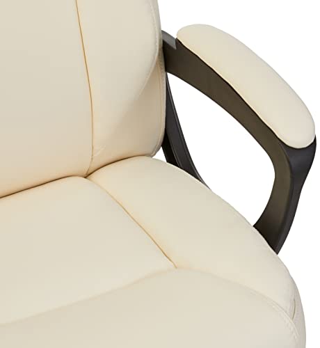 Amazon Basics Classic Puresoft PU Padded Mid-Back Office Computer Desk Chair with Armrest - Cream, 26"D x 23.75"W x 42"H