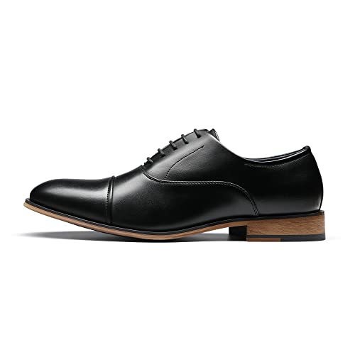 Bruno Marc Mens Lace Up Soft Cap-Toe Formal Dress Shoes, 2/Black - 14 (Oxford)