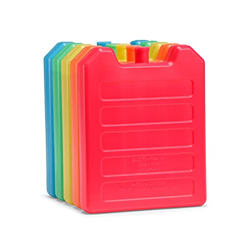 Cool Coolers by Fit Fresh, 5 Pack Days of the Week Ice Blocks, Compact Reusable Ice Packs for Lunch Boxes & Coolers, Multi Colored