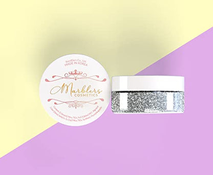 MARBLERS Holographic Face & Body Glitter [Holo Silver] 0.18oz (5g) | Fine | Non-Toxic | Vegan | Cruelty-Free | Ethically Sourced | Festival Makeup | Eye, Hair, Nail, Eyeshadow | Cosmetic Grade