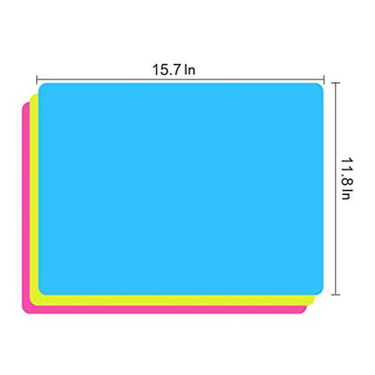 3 Pack Large Silicone Sheets for Crafts, Liquid, Resin Jewelry Casting Molds Mat, Silicone Placemat. 15.7” x 11.8” (Blue & Rose Red & Green)