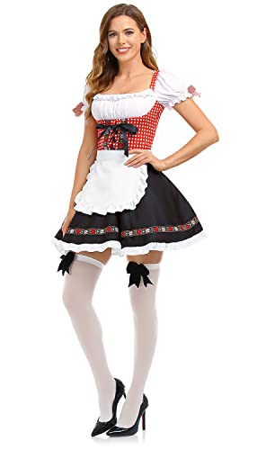 HiZiTi Oktoberfest Costumes Women Dirndl Dresses 2Pcs German Dresses for Oktoberfest Festival Bavarian Costume Beer Carnival S