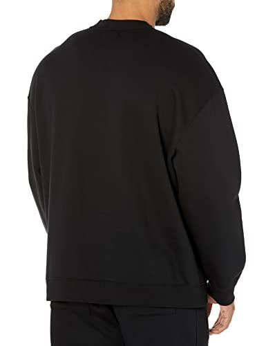 Amazon Essentials Men's Oversized-Fit Crewneck Sweatshirt (Available in Big & Tall), Black, Large