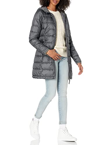 Amazon Essentials Women's Lightweight Water-Resistant Hooded Puffer Coat (Available in Plus Size), Charcoal Heather, X-Large