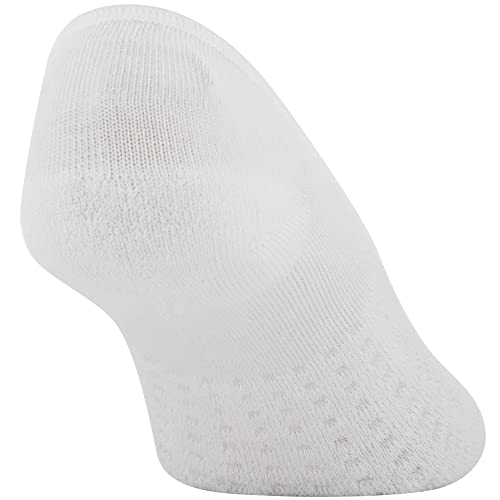 Peds Women's Zoned Cushion Mid Cut No Show Socks, 6-Pairs, White, Shoe Size: 5-10