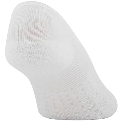 Peds Women's Zoned Cushion Mid Cut No Show Socks, 6-Pairs, White, Shoe Size: 5-10