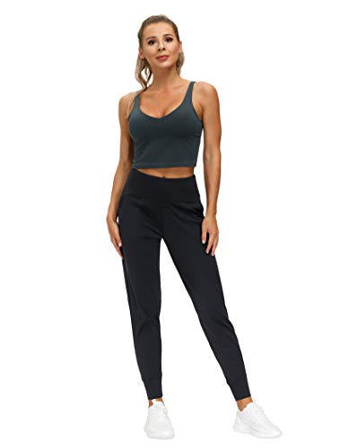 THE GYM PEOPLE Womens Joggers Pants with Pockets Athletic Leggings Tapered Lounge Pants for Workout, Yoga, Running, Training (Small, Black)