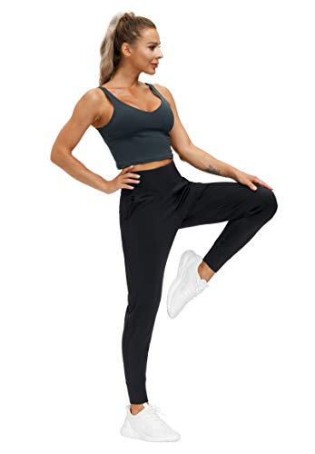 THE GYM PEOPLE Womens Joggers Pants with Pockets Athletic Leggings Tapered Lounge Pants for Workout, Yoga, Running, Training (Small, Black)