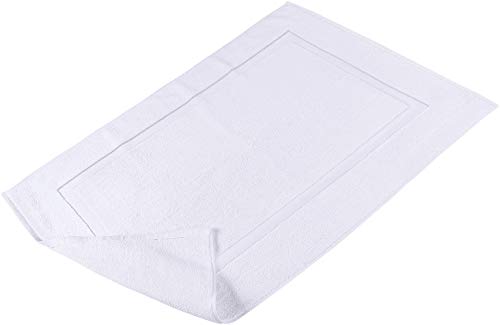 Utopia Towels Cotton Banded Bath Mats, White, [Not a Bathroom Rug], 100% Ring-Spun Cotton - Highly Absorbent Shower Bathroom Floor Mat (Pack of 2)