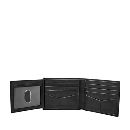 Fossil Men's Ingram Leather RFID-Blocking Bifold with Flip ID Wallet, Black, (Model: ML3784001)