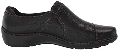 Clarks Women's Cora Poppy Loafer, Black Tumbled, 8.5