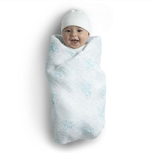 Delta Children 100% Cotton Muslin Baby Receiving Blankets for Girls and Boys – 47x47 Inches (Pack of 4), Sea Life