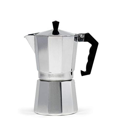 Primula Classic Stovetop Espresso and Coffee Maker, Moka Pot for Italian and Cuban Café Brewing, Greca Coffee Maker, Cafeteras, 9 Espresso Cups, Silver