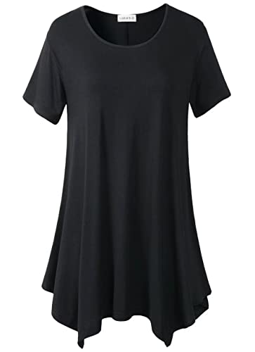 LARACE Womens Swing Tunic Tops Loose Fit Comfy Flattering T Shirt Black