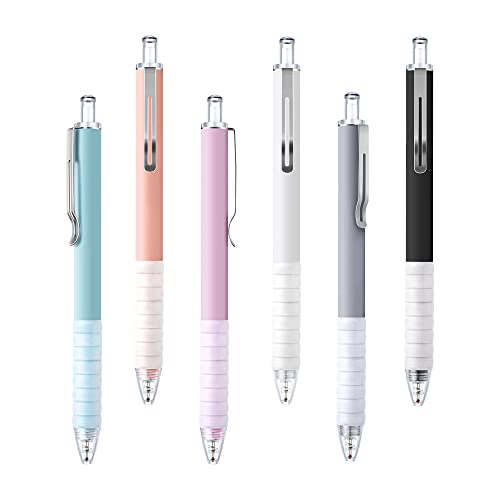 FULLPAD Ballpoint pens 6 pcs dr grip pen- Professional 1.0mm Black Ballpoint Pens with Soft Grip, Silver Clip, and Smooth Writing Black Ink - Perfect for Journaling and Gifting