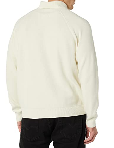 Amazon Essentials Men's 100% Cotton Rib Knit Turtleneck Sweater, Ivory, Large