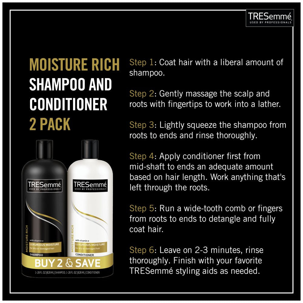 TRESemme Luxurious Moisture Shampoo and Conditioner Set with Vitamin E, 28 oz