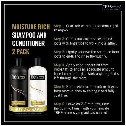 TRESemme Luxurious Moisture Shampoo and Conditioner Set with Vitamin E, 28 oz