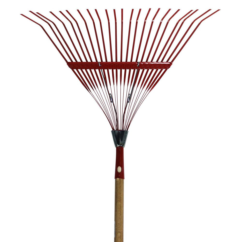 Emsco Group 2850 22.5" Fan Spring Metal Leaf Rake, 48" Wooden Handle