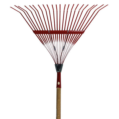 Emsco Group 2850 22.5" Fan Spring Metal Leaf Rake, 48" Wooden Handle