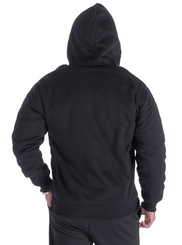 Sweatshirts for Men Zipper Hoodie, Fleece Lining Sweater Jacket Black Large