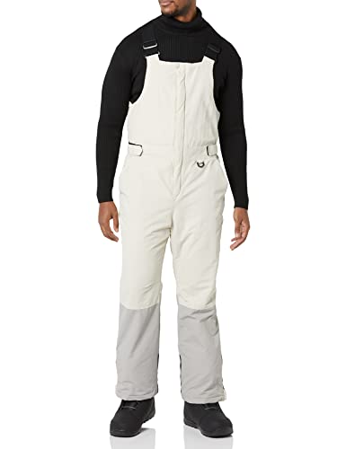 Amazon Essentials Men's Water-Resistant Insulated Snow Bib Overall, Grey Ivory Color Block, Large