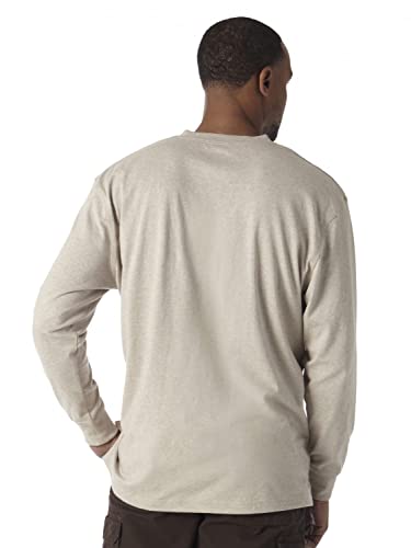 Wrangler RIGGS Workwear Men’s Long Sleeve Henley, Oatmeal Heather, 2X-Large