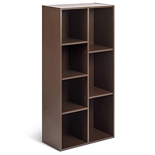 Amazon Basics 7 Cube Organizer Bookcase, Espresso, 9.3 x 19.5 x 41.7 in