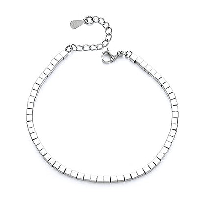 kelistom 925 Sterling Silver Bracelets for Women Teen Girls, Love Heart Charm Chain Bracelet Bangle Fashion Jewelry Gifts (square chain)