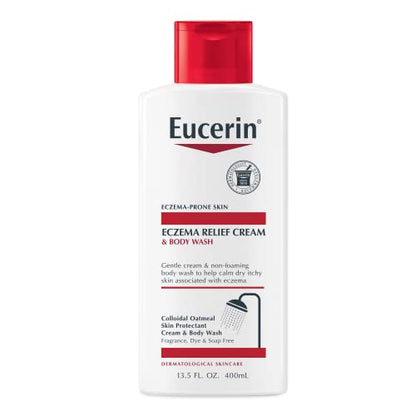 Eucerin Eczema Relief Cream & Body Wash and Eczema Relief Body Cream Multipack, Body Wash for Eczema, Body Cream for Eczema (13.5 fl. oz. Wash and 5 oz. Cream)