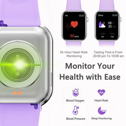 Smart Watch Women for Android iPhone，Bluetooth Calling Smart Watches with Fitness Tracker Heart Rate Monitor IP67 Waterproof, Purple