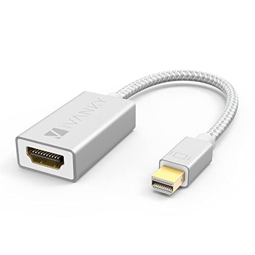 IVANKY Mini DisplayPort to HDMI Adapter [Super Slim, Aluminum Shell, Nylon Braided] Mini DP to HDMI Adapter for MacBook Air/Pro, Microsoft Surface Pro/Dock, Monitor, Projector and More - Silver