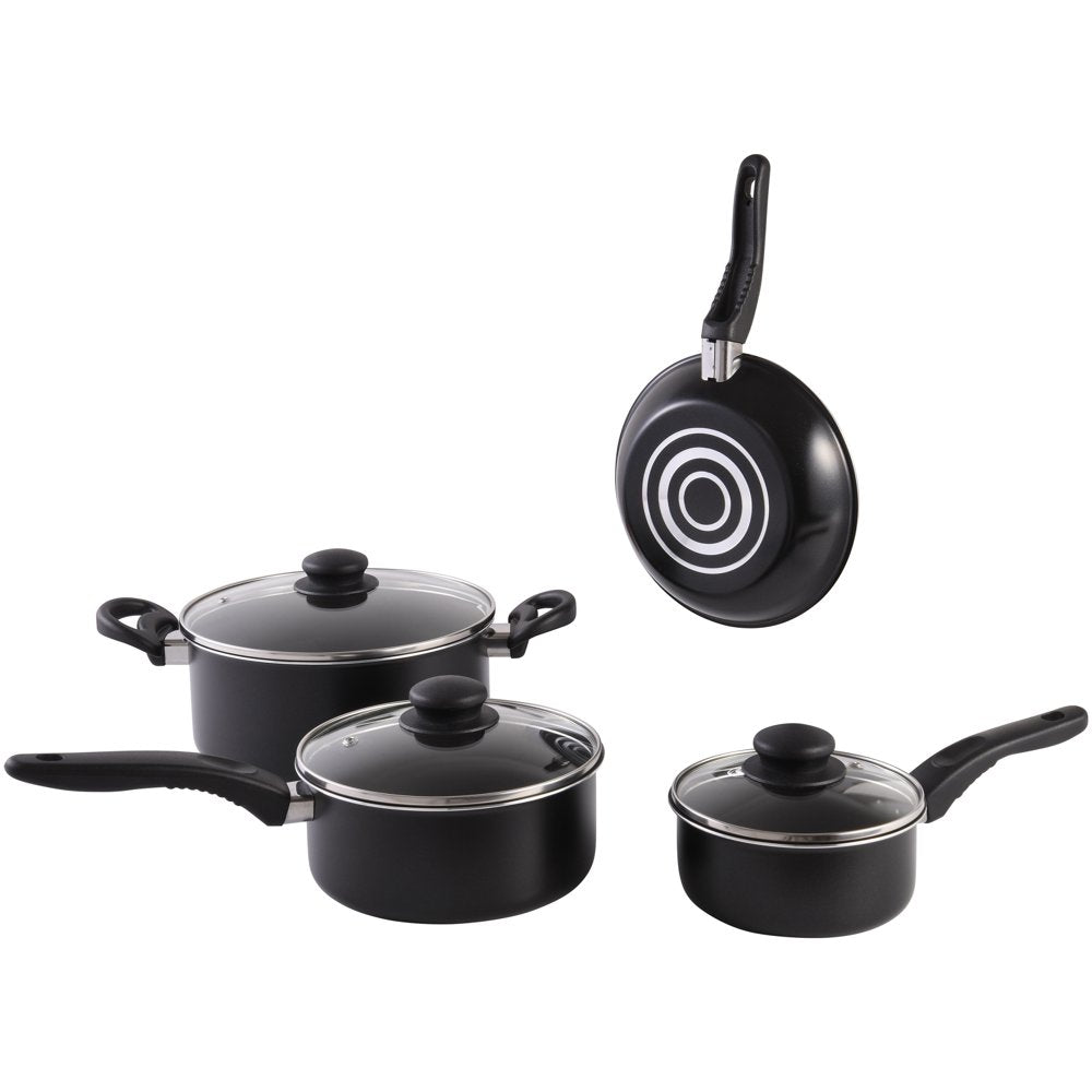 Mainstays 7 Piece Nonstick Cookware Set, Black