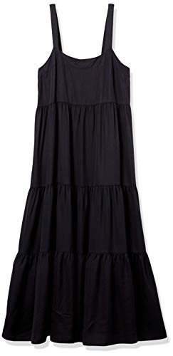 The Drop Women's Britt Tiered Maxi Tent Dress, Off-Black, M