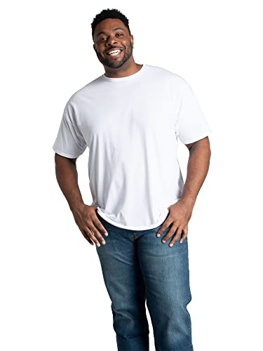 Fruit of the Loom Men's Size Big & Tall Eversoft Cotton Short Sleeve T Shirts, Breathable & Moisture Wicking with Odor Control, White, X-Large Tall