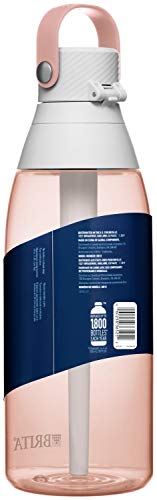 Brita Premium Filtered Water Bottle with Straw, Reusable, BPA Free Plastic, Blush, 26 Ounce,1 count